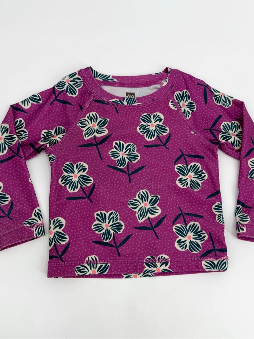 3/$15 Tea Collection Rash Guard Swim Top Baby Girl 12-18 Mos. Floral L/S -flaws